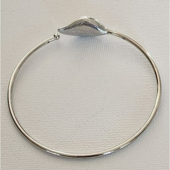 925S Silver 10mm Real Cultured White Freshwater‎ Pearl Solitaire Bangle Bracelet - Picture 9 of 14